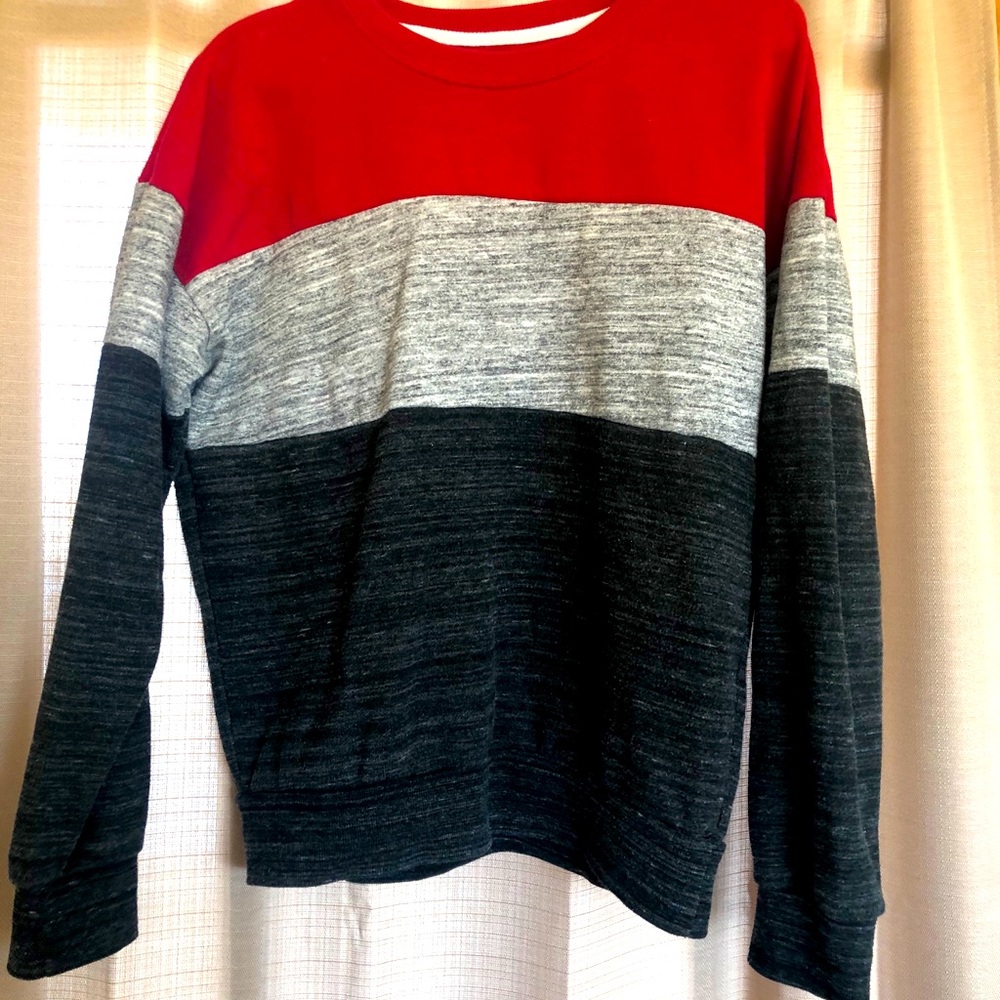Red, grey, black sweater